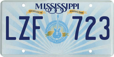 MS license plate LZF723
