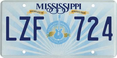 MS license plate LZF724