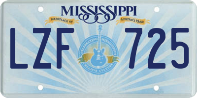 MS license plate LZF725