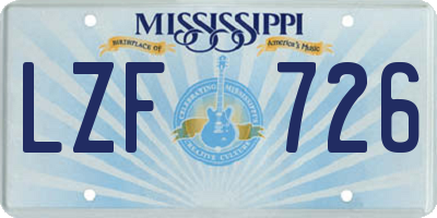 MS license plate LZF726