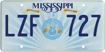 MS license plate LZF727