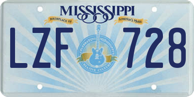 MS license plate LZF728
