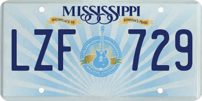 MS license plate LZF729