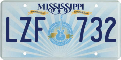 MS license plate LZF732