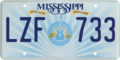 MS license plate LZF733