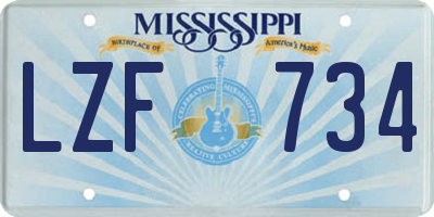 MS license plate LZF734