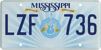 MS license plate LZF736