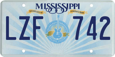 MS license plate LZF742