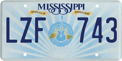 MS license plate LZF743