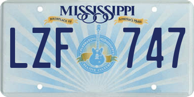 MS license plate LZF747