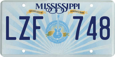 MS license plate LZF748
