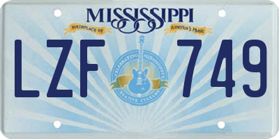 MS license plate LZF749