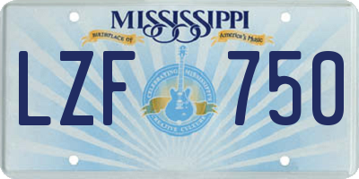 MS license plate LZF750