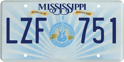 MS license plate LZF751