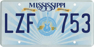 MS license plate LZF753