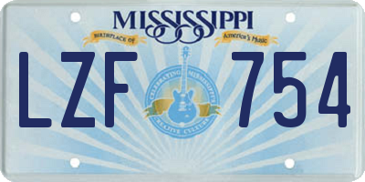 MS license plate LZF754