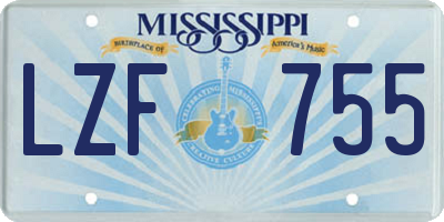 MS license plate LZF755