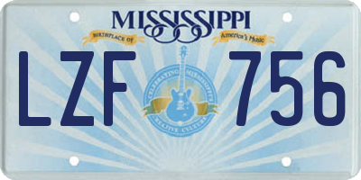 MS license plate LZF756