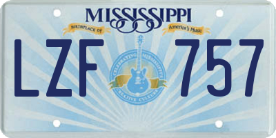 MS license plate LZF757