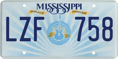 MS license plate LZF758