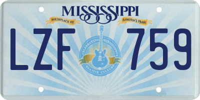 MS license plate LZF759