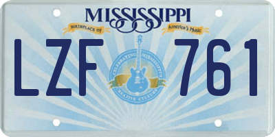 MS license plate LZF761
