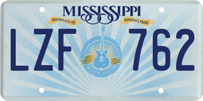 MS license plate LZF762