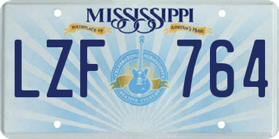 MS license plate LZF764