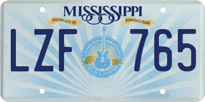 MS license plate LZF765