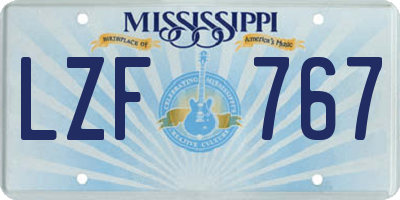 MS license plate LZF767