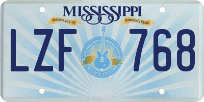 MS license plate LZF768