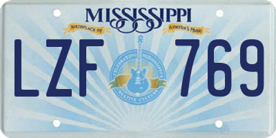 MS license plate LZF769