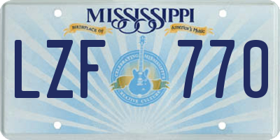 MS license plate LZF770