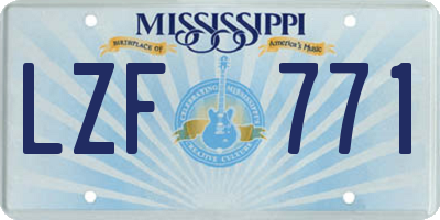 MS license plate LZF771