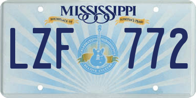 MS license plate LZF772