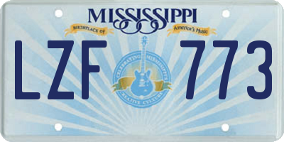 MS license plate LZF773
