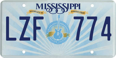 MS license plate LZF774