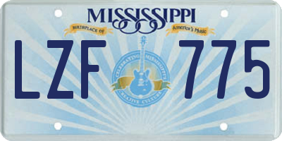 MS license plate LZF775