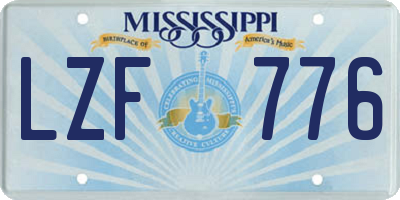 MS license plate LZF776
