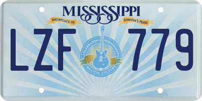MS license plate LZF779