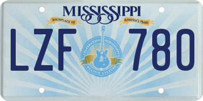 MS license plate LZF780