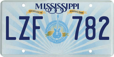 MS license plate LZF782