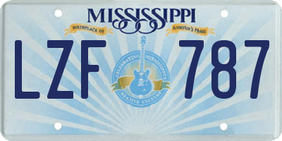 MS license plate LZF787