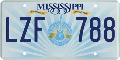 MS license plate LZF788
