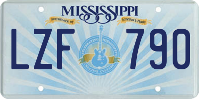 MS license plate LZF790