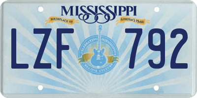 MS license plate LZF792