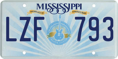 MS license plate LZF793