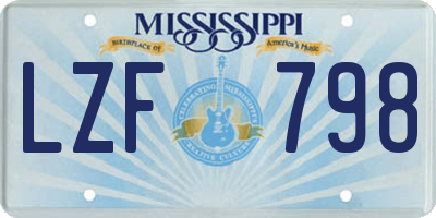 MS license plate LZF798