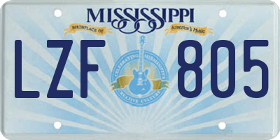 MS license plate LZF805
