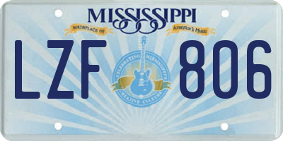 MS license plate LZF806